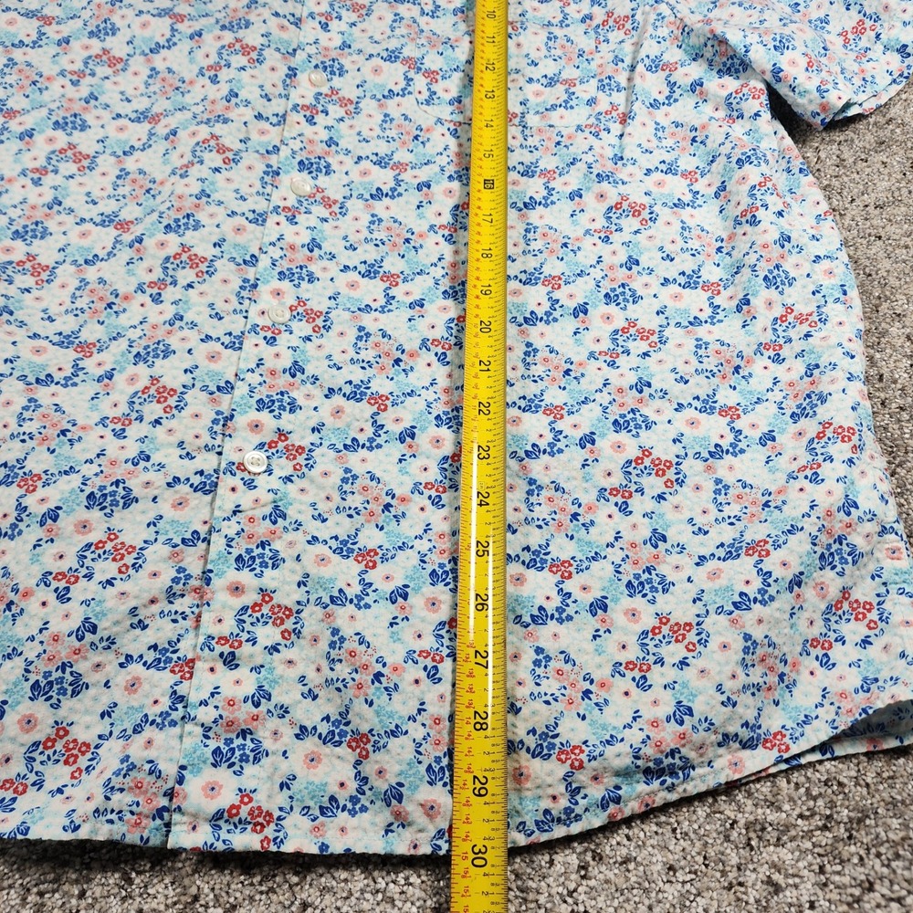 Roundtree & Yorke Shirt Mens Large Floral Short Sleeve Cotton Lyocell Blend Good - Picture 9 of 10